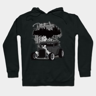 1932 Black Chevy 5 Window Coupe HotRod Detroit Iron Print Hoodie